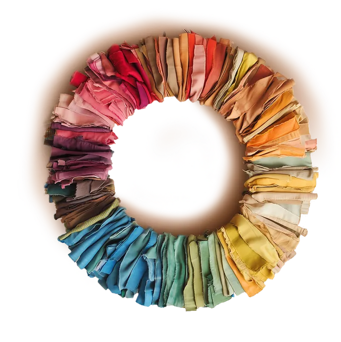 Circular textile samples arranged in a circle